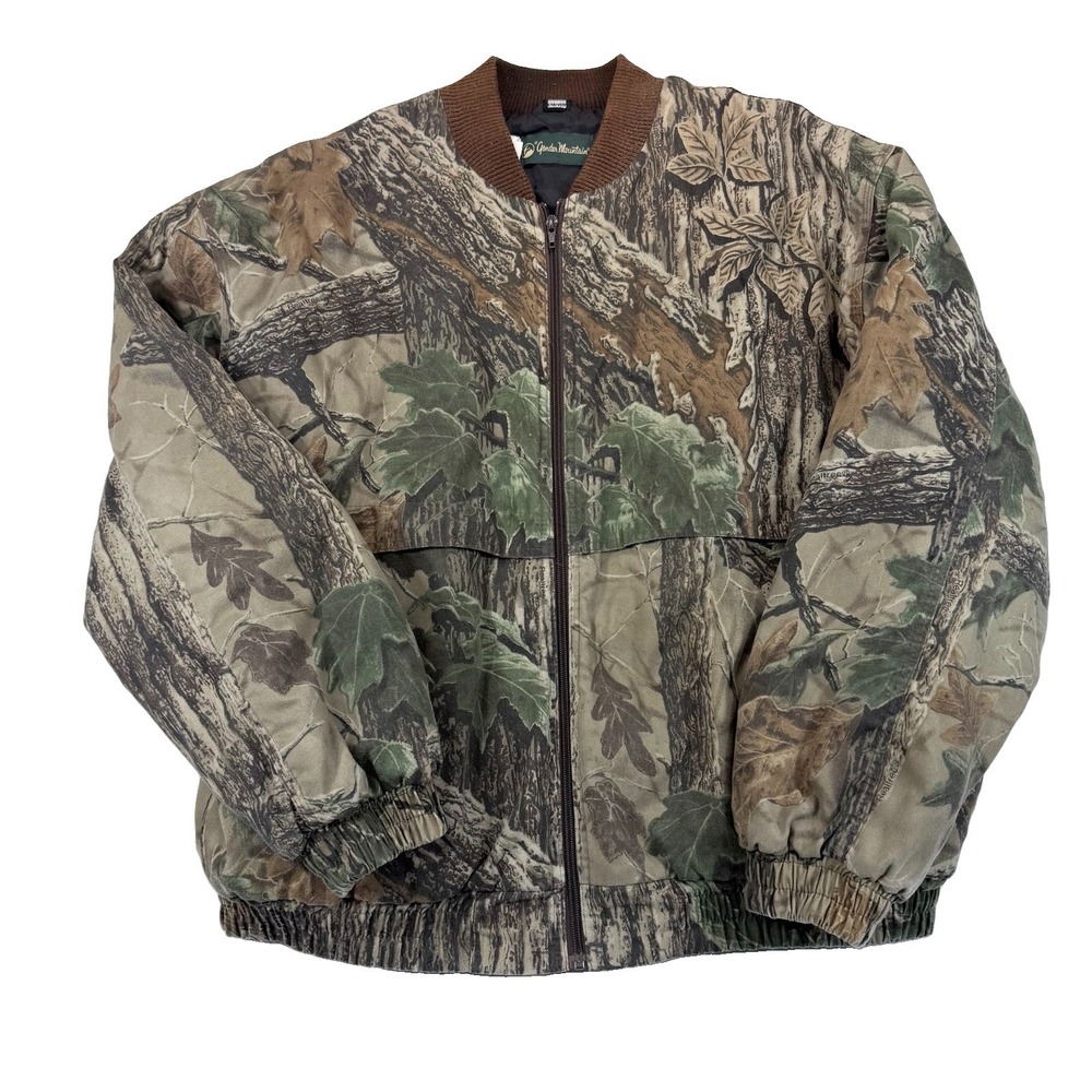 Vintage 90s Gander Mountain Realtree Camo Bomber Jacket Mens 2XL Hunting Quilted